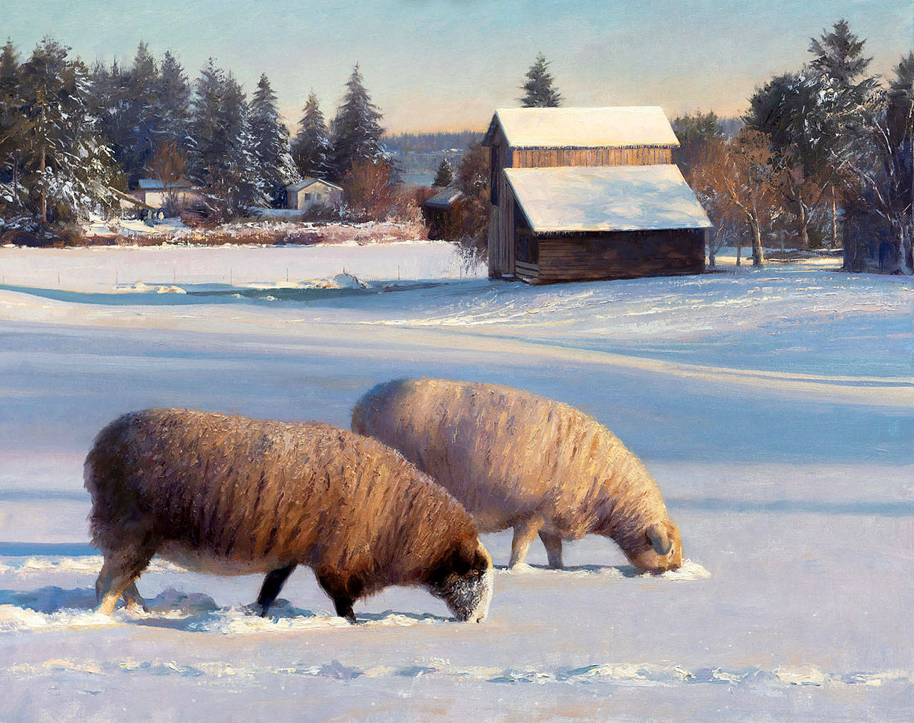 Find James Tennisons oil painting Midwinter in the Fine Art in the Season of Light exhibit featuring one-of-a-kind gifts at Rob Schouten Gallery in Langley.
