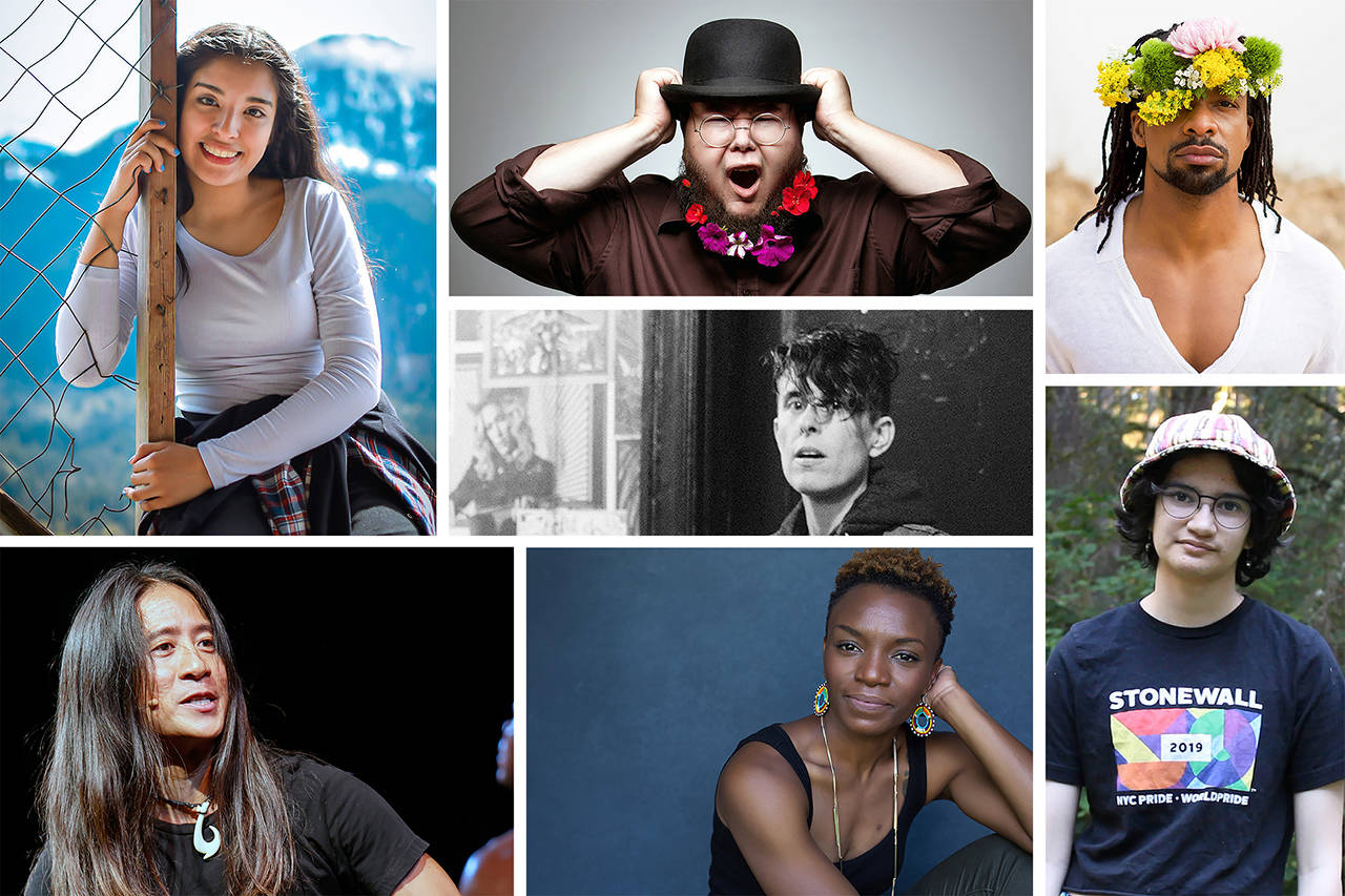 Top, from left: Jennifer Pena, Shane Koyczan and Jericho Brown. Center: Andrea Gibson. Bottom, from left: Kealoha, Robin Sanders and PJ Sorem.