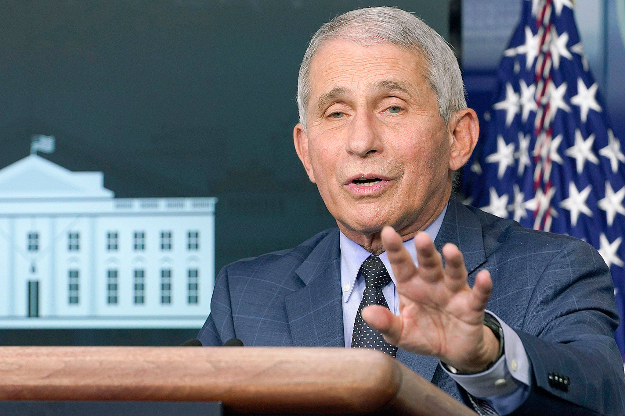 Dr. Anthony Fauci, director of the National Institute for Allergy and Infectious Diseases, speaks Nov. 19 during a news conference with the coronavirus task force at the White House in Washington, D.C. (AP Photo/Susan Walsh)