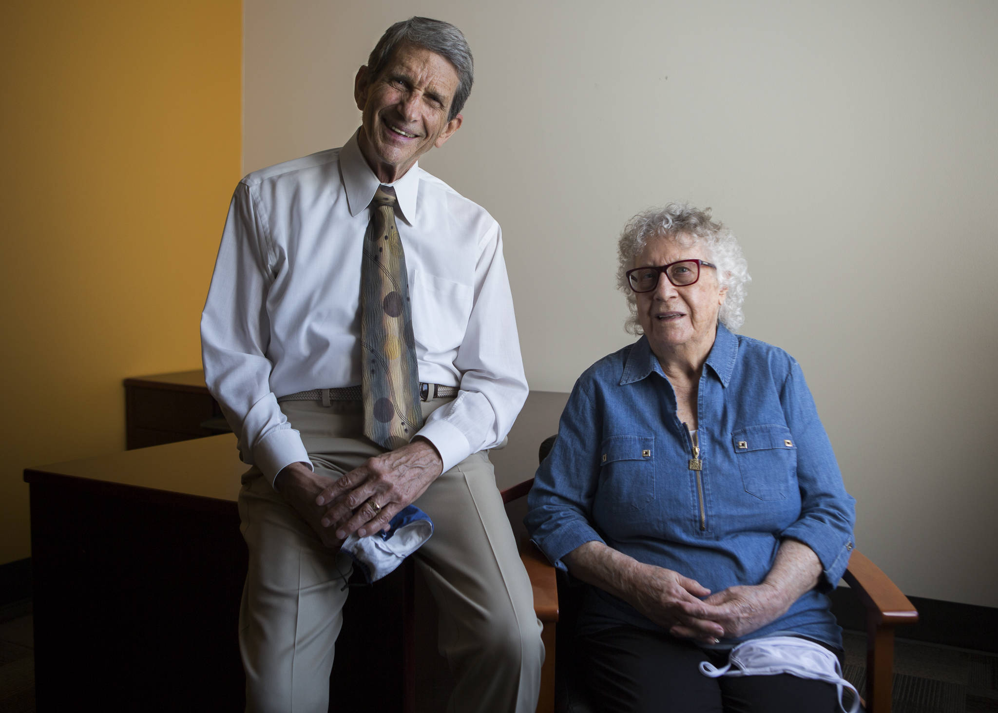 Bill Dussault, 73 (left), and Janet Taggart, 90, changed the public education system nationwide to include students with disabilities in the 1970s. Their action, with four others from Seattle, led to Washington’s House Bill 90 “Education for All” in 1971 that was a model for national laws. (Olivia Vanni / The Herald)