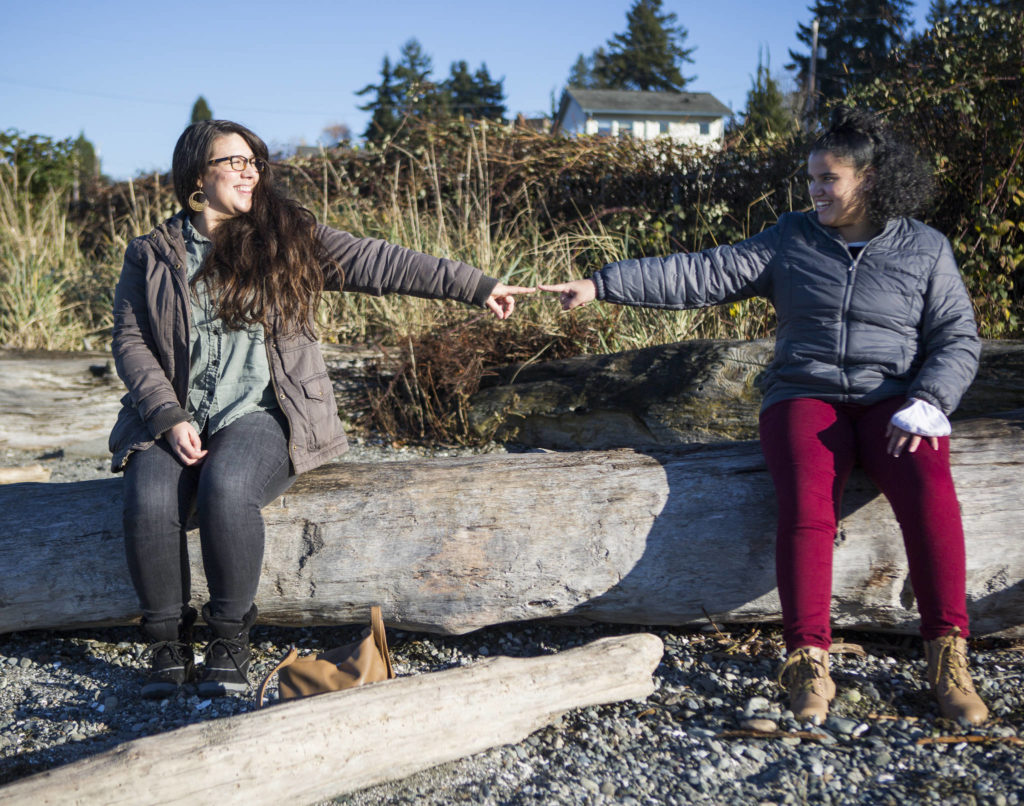 Jessica Parsons (left) and Aliyah Velasquez were paired in July during the pandemic and have met, socially distanced, to spend time together. (Olivia Vanni / The Herald)
