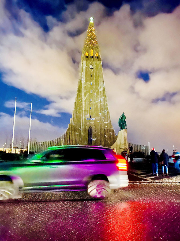 The church in the Reykjavik city center stands 244 feet high is visible throughout the city day and night. The landmark church opened in 1986 and took 41 years to build. In front is a statue of explorer Leif Erikson that was a gift from the United States in 1930. (Andrea Brown / The Herald)
