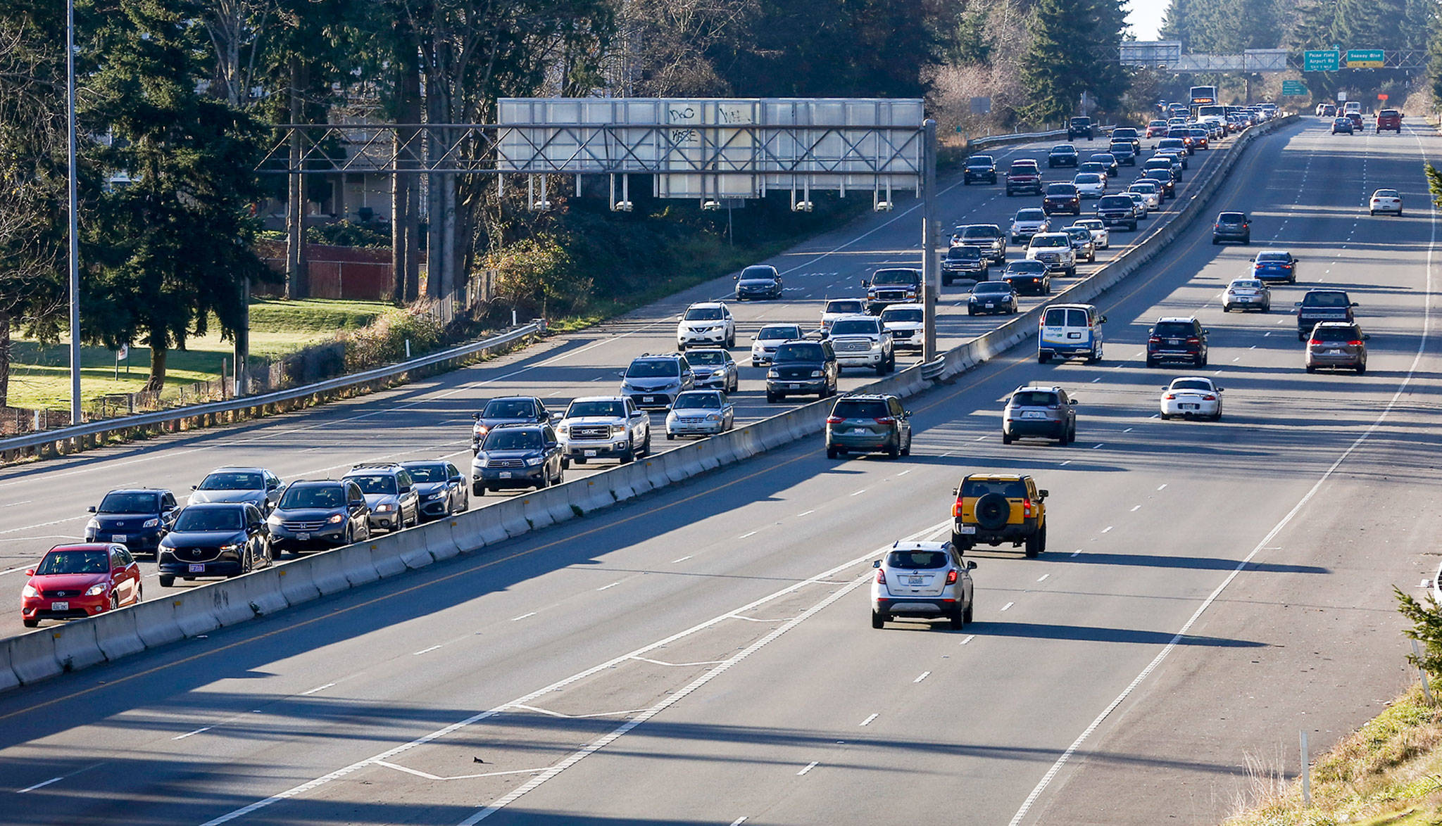 WSDOT is proposing several projects for Highway 526 (the Boeing freeway) from Seaview Boulevard to I-5. (Kevin Clark / The Herald)