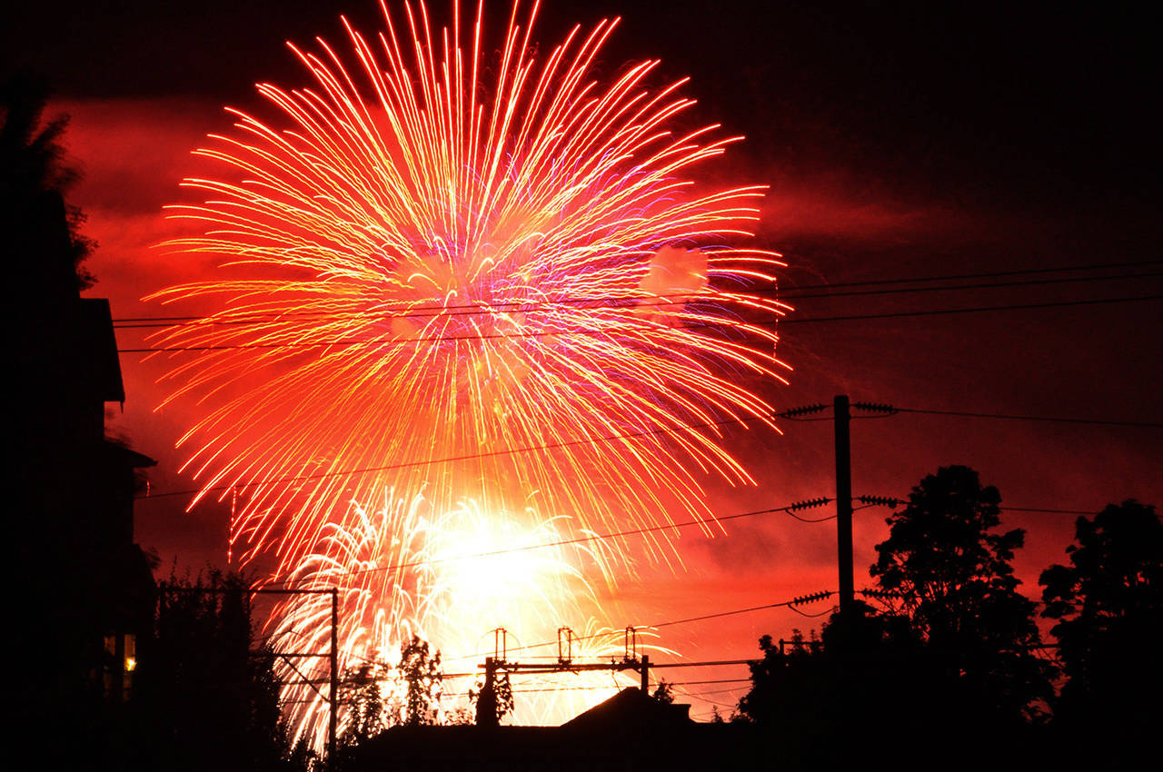 Fireworks could return next year to Everett’s waterfront for the Thunder on the Bay Independence Day show in Everett. (Sue Misao / Herald file)