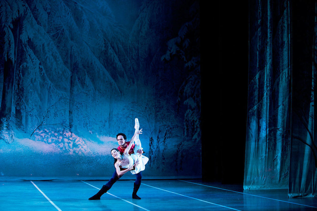 Mara Vinson plays Adult Clara and Jose Iglesias is the Nutcracker Prince in Olympic Ballet Theatre’s “The Nutcracker” last year. (Alante Photography)
