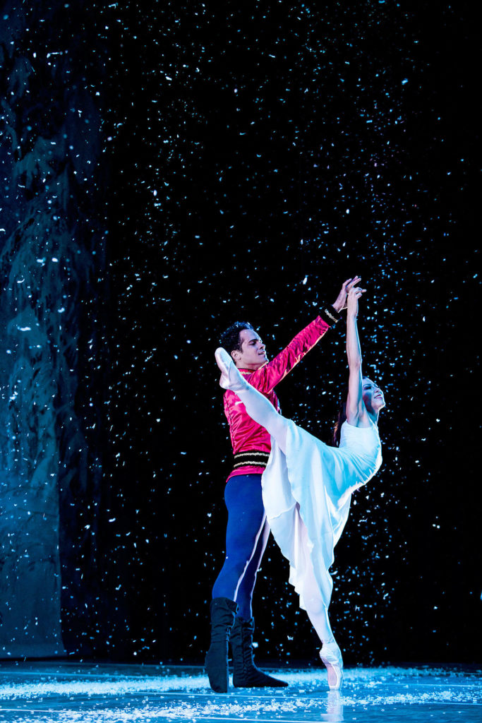 Mara Vinson plays Adult Clara and Jose Iglesias is the Nutcracker Prince in Olympic Ballet Theatre’s production of “The Nutcracker” last year. (Alante Photography)
