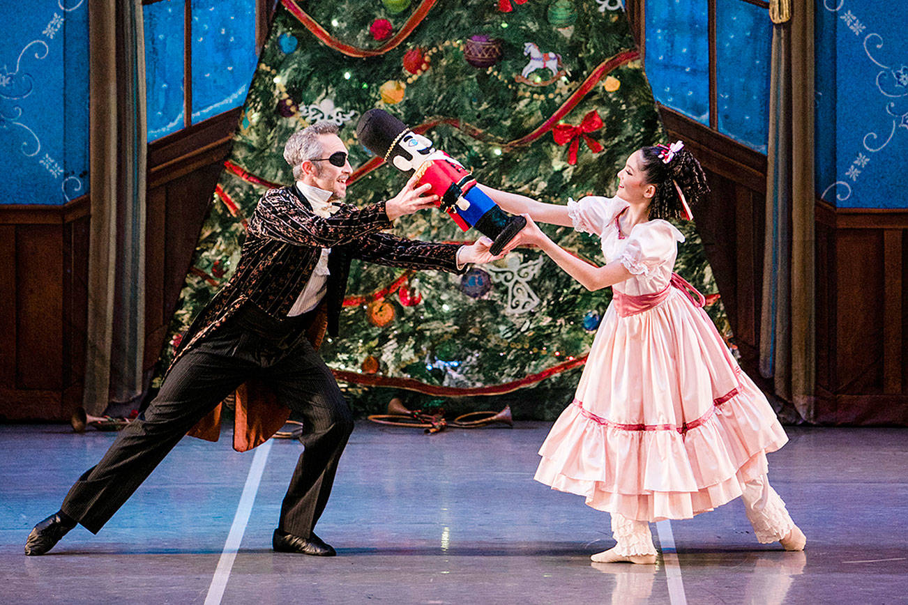 Kaeli Pierce, a student at Olympic Ballet School, plays Young Clara and Frank Borg is Herr Drosselmeyer in last year's "The Nutcracker" (Alante Photography)