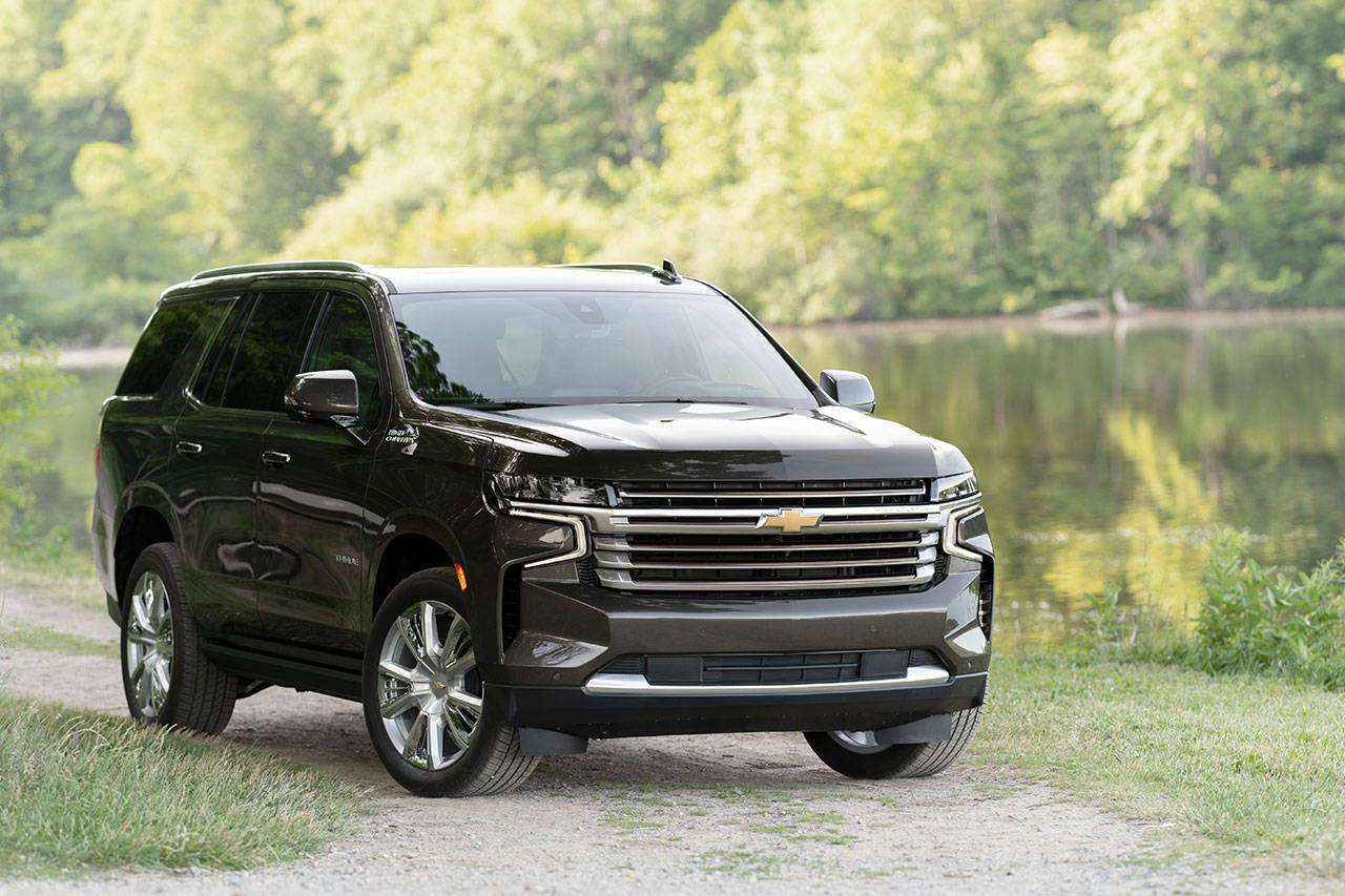 The Chevrolet Tahoe full-size SUV is completely redesigned for 2021. The High Country model is shown here. (Manufacturer photo)