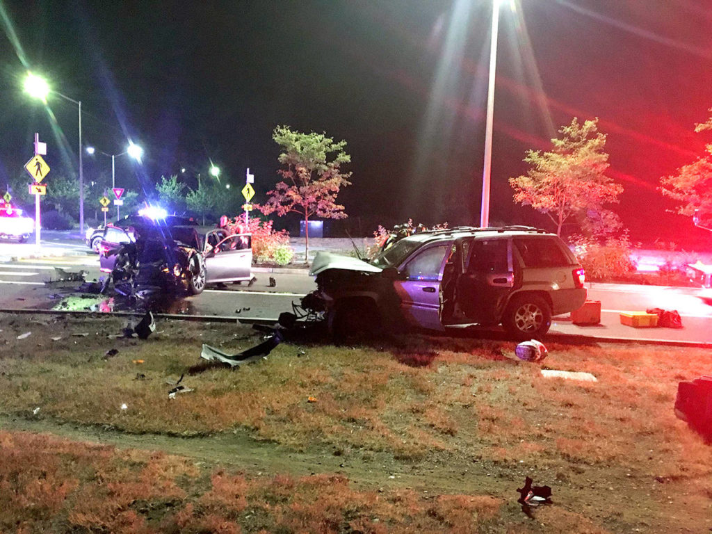 The crash in the 11400 block of Quil Ceda Blvd on Aug. 3, 2019 sent three people to the hospital. (Marysville Police Department, file)
