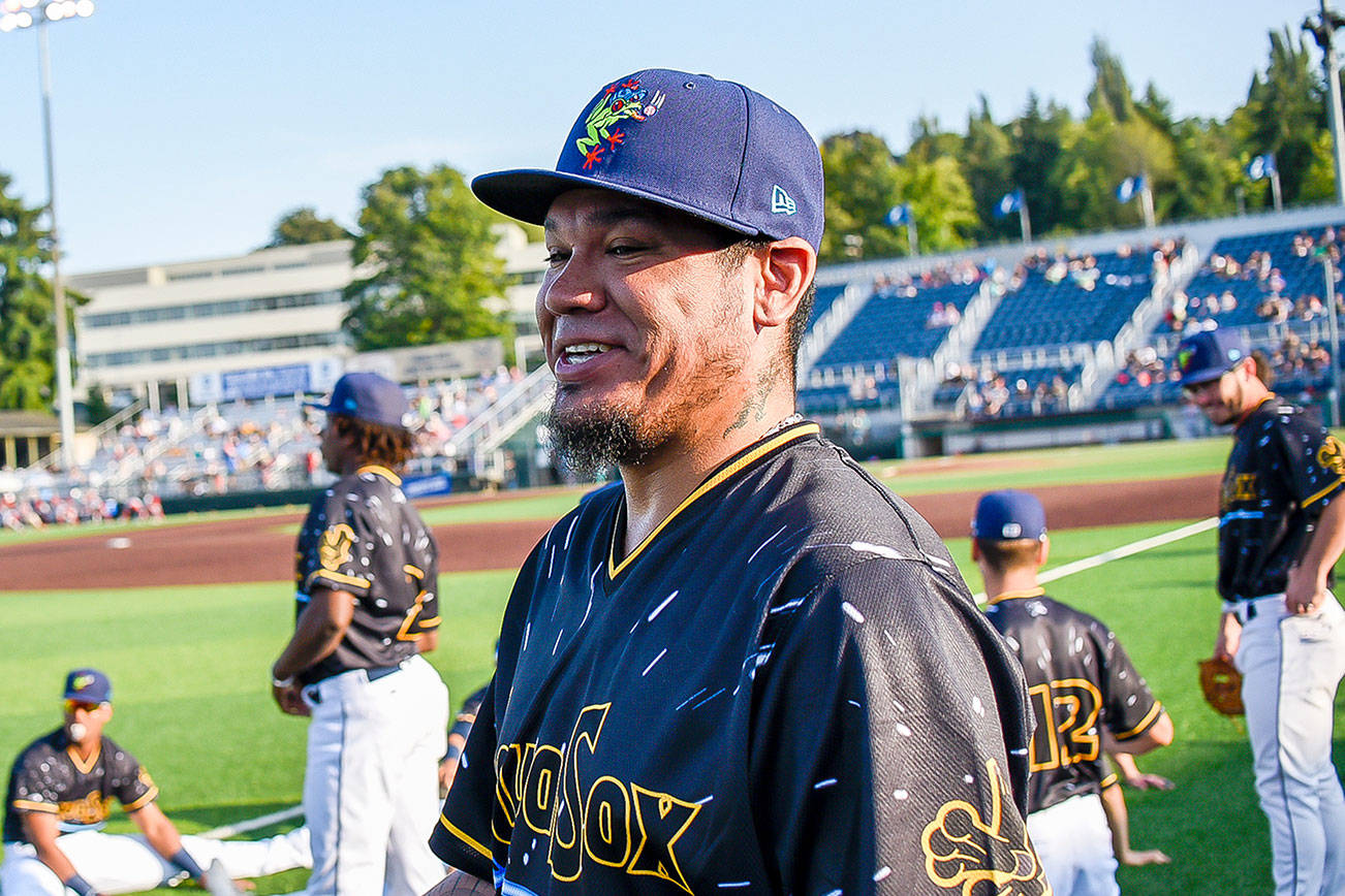 Felix Hernandez played for the Everett AquaSox, both as a prospect coming up through the Seattle Mariners’ system, and as. a major leaguer doing a rehabilitation stint. (Dougal Brownlie, For the Everett Daily Herald)