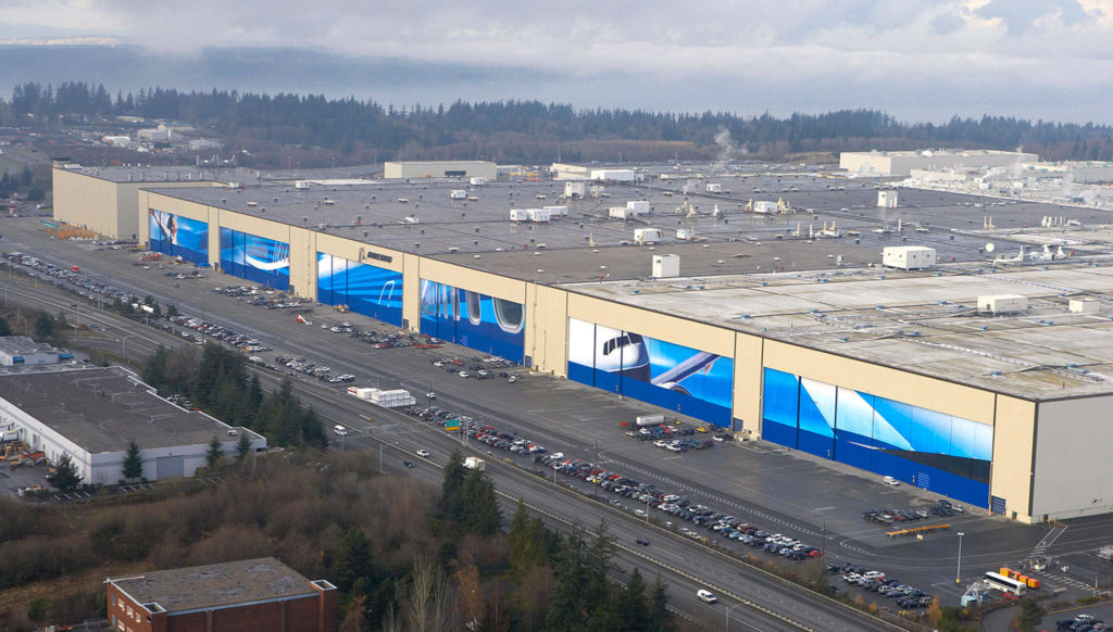 The Boeing factory at Paine Field in Everett. (Boeing Co.)
