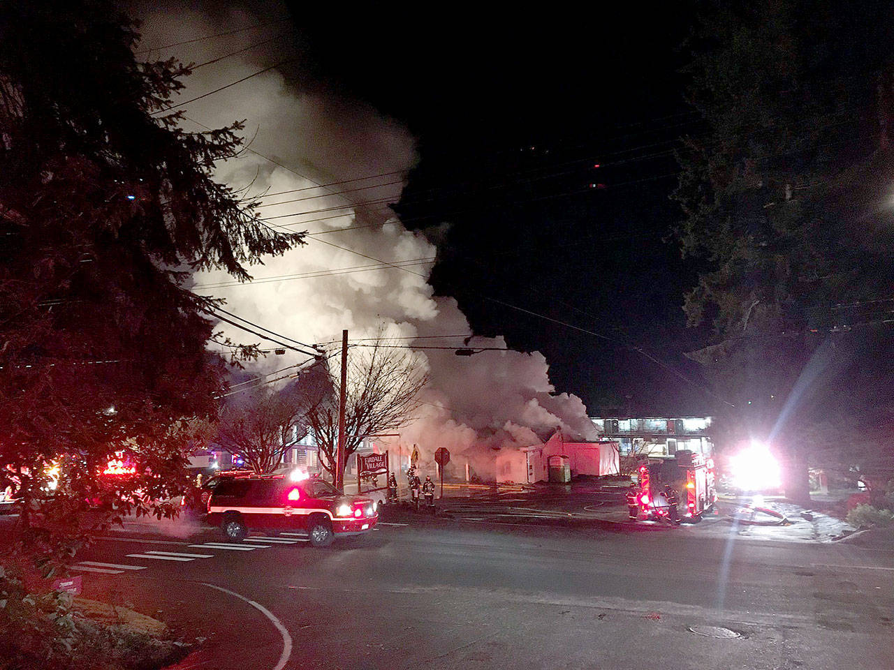 The Firdale Market in Edmonds burns Wednesday morning. (Edmonds Police Department)