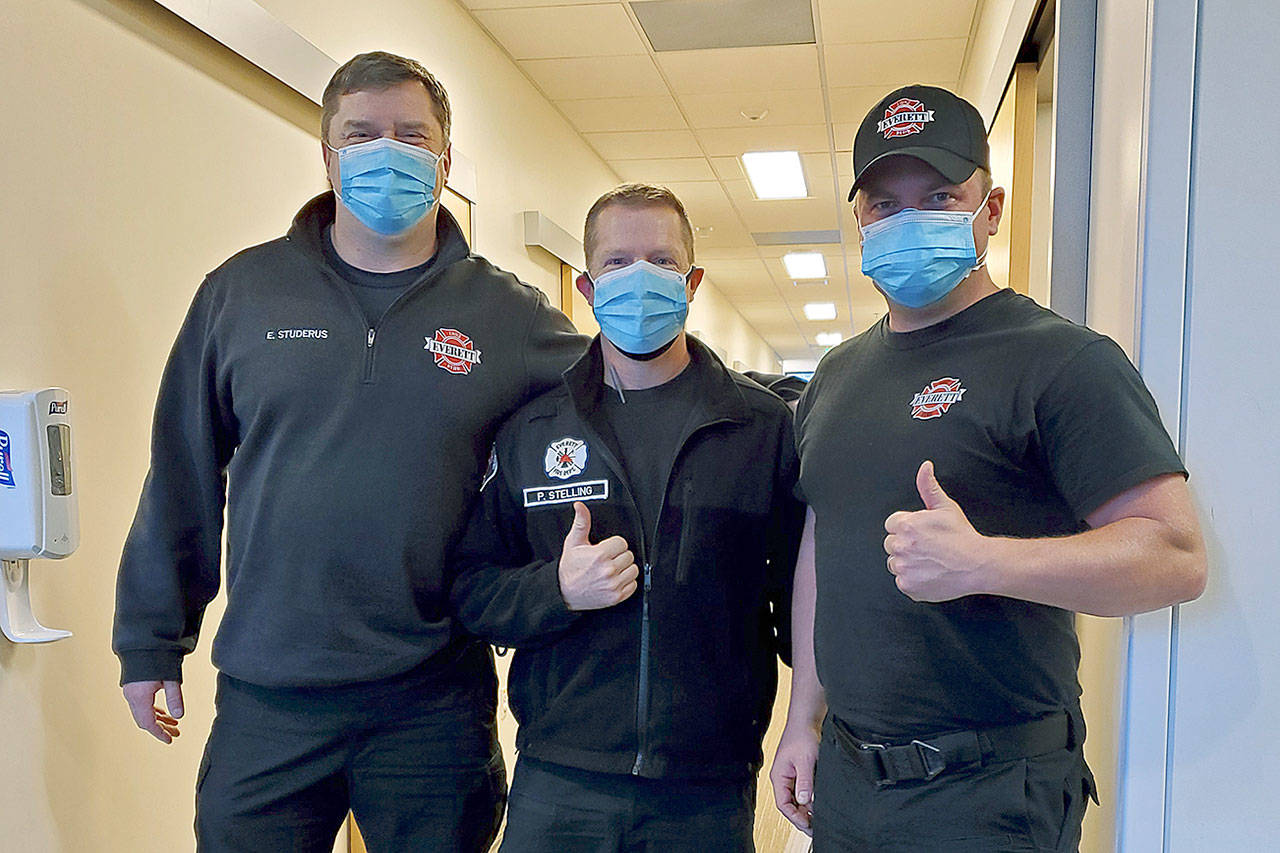 Everett firefighters on Dec. 26 began receiving the Moderna COVID-19 vaccine, which was administered by The Everett Clinic. (International Association of Fire Fighters Local 46)