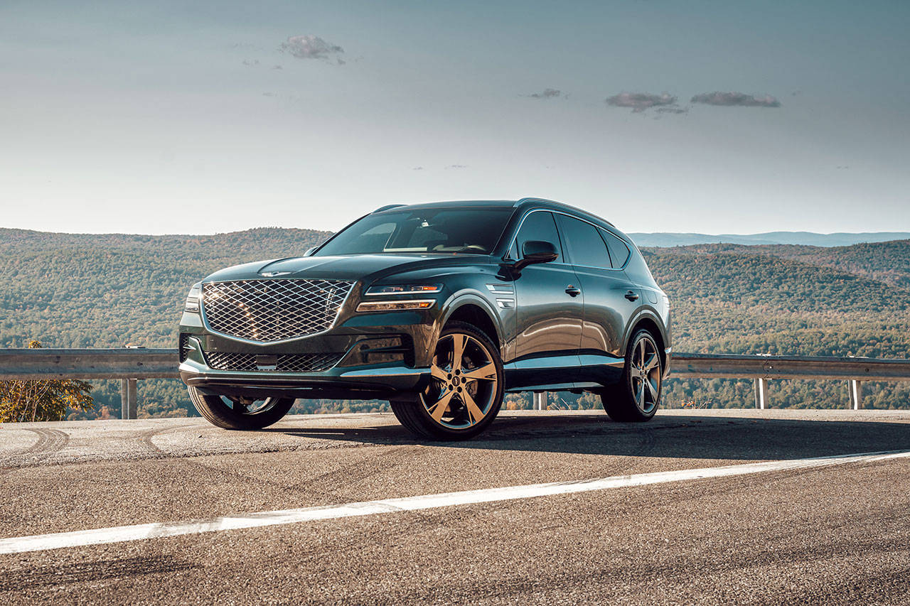 The Genesis brand’s “athletic elegance” design language is applied to an SUV for the first time in the 2021 GV80. (Manufacturer photo)