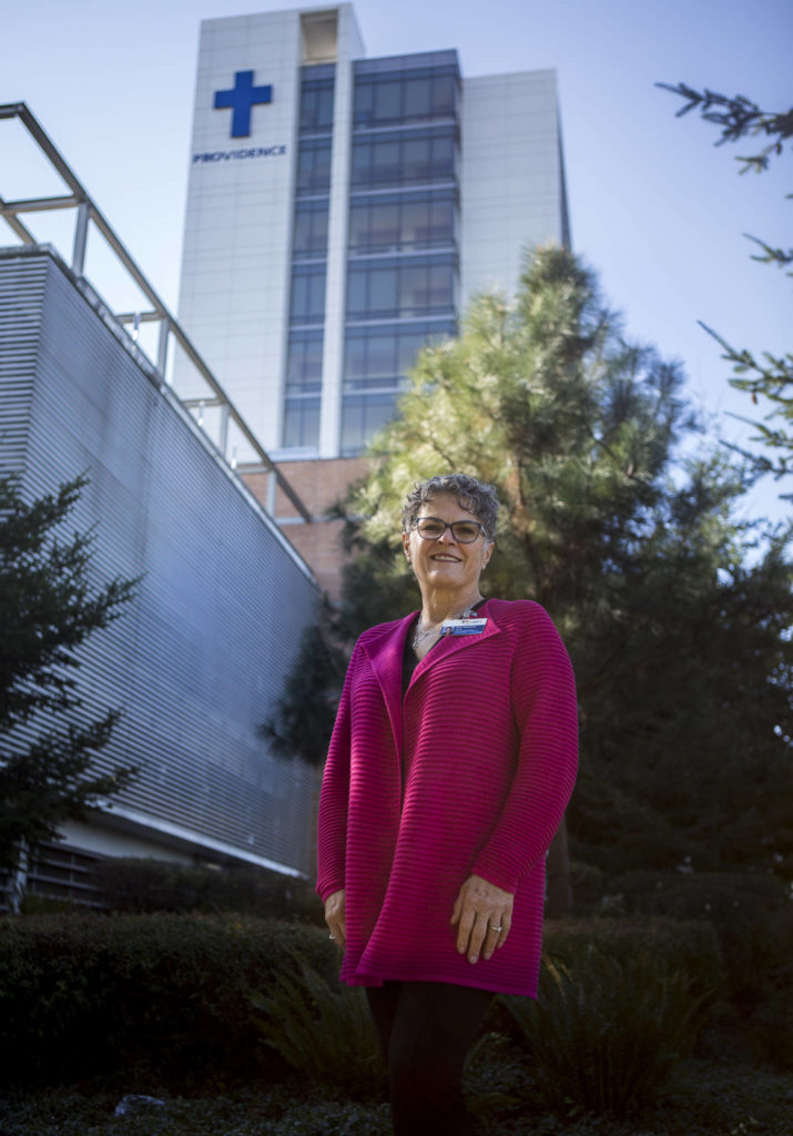 Kim Williams is CEO of Providence Regional Medical Center Everett and Providence’s northwest Washington system. She will retire July 1. (Olivia Vanni / The Herald)
