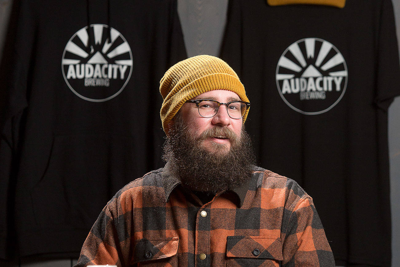 Matt and Jill Wurst opened Audacity Brewing in December 2020 and are now managing to stay open, with the COVID-19 restrictions on businesses, at their brewery on 10th Street on Monday, Jan. 11, 2020 in Snohomish, Washington.  (Andy Bronson / The Herald)