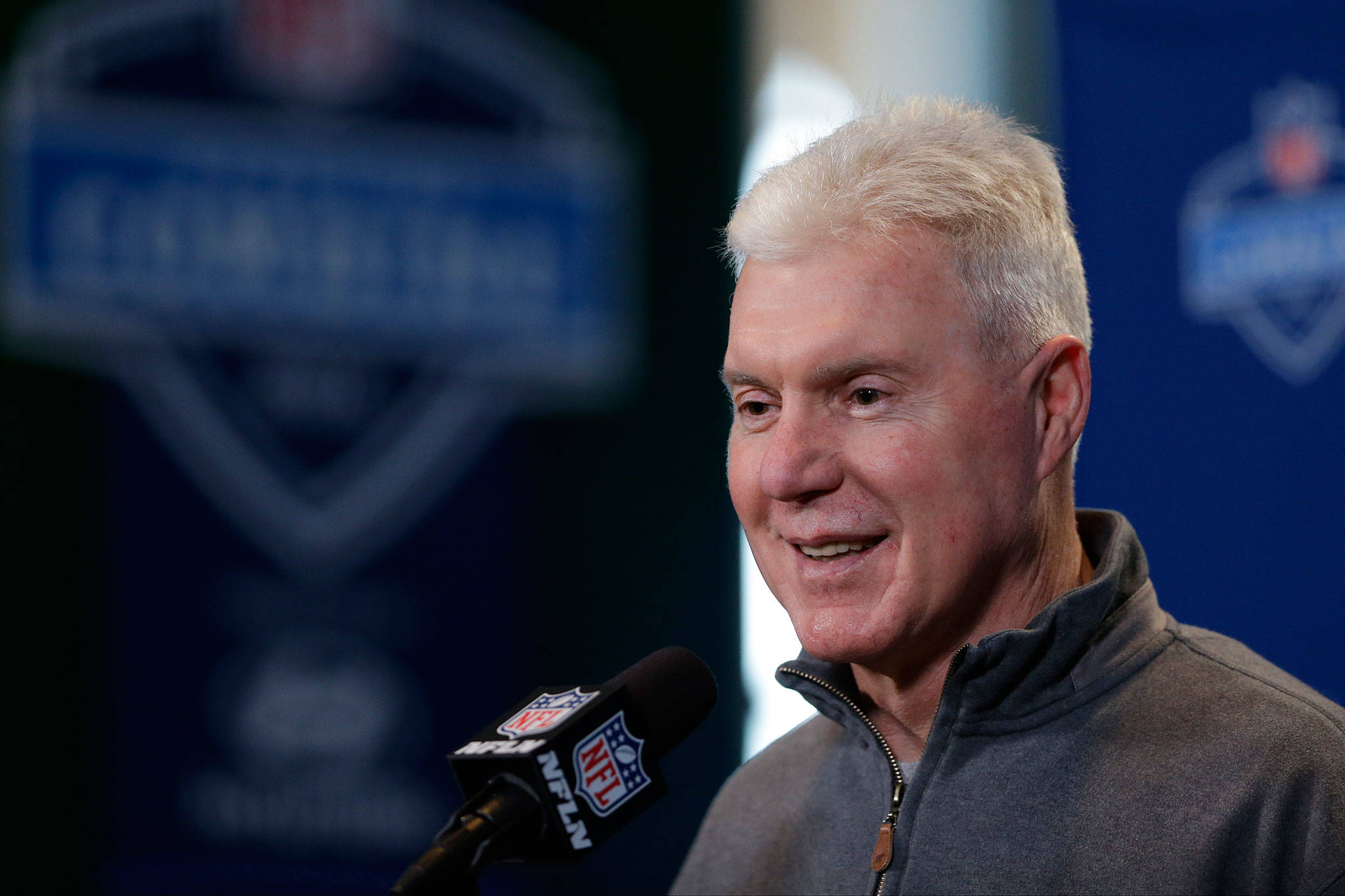 Packers general manager Ted Thompson speaks during a press conference at the NFL scouting combine in 2016 in Indianapolis. (AP Photo/Michael Conroy)