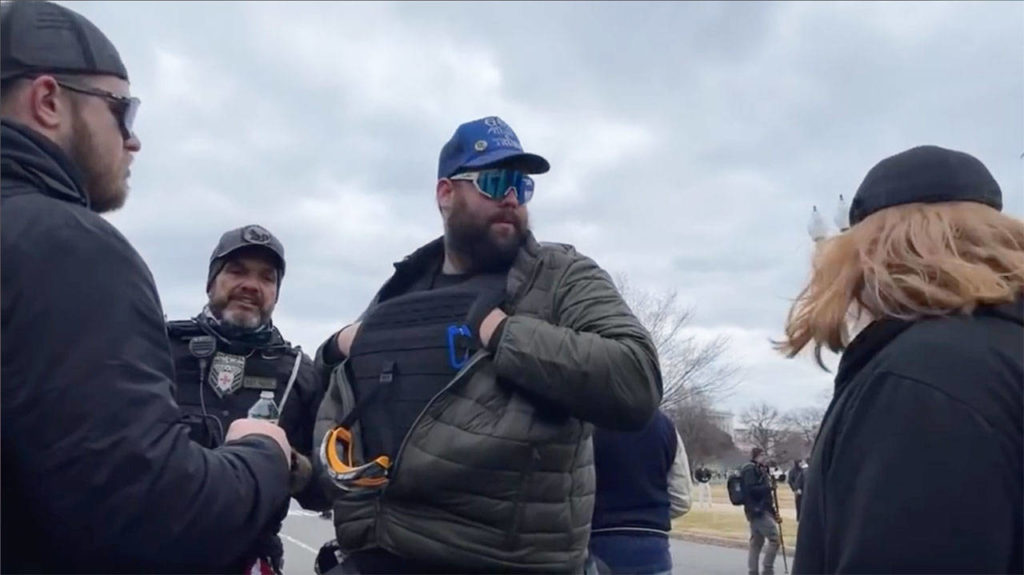 Daniel Scott (center) before the storming of the U.S. Capitol building on Jan. 6 in Washington D.C. 
