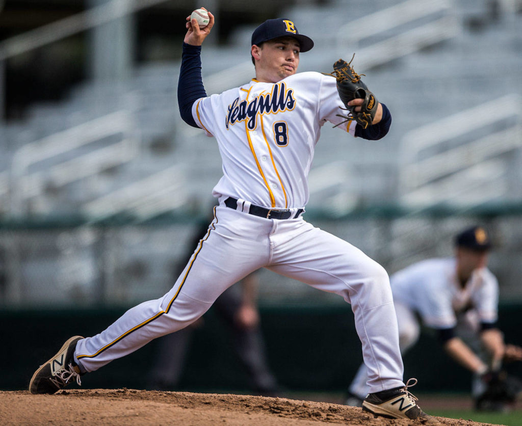 Everett starter Nick Mardesich allowed two runs in 5 2/3 innings pitched. (Olivia Vanni / The Herald)
