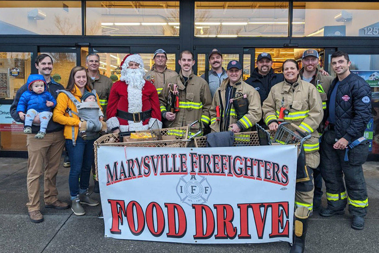 Marysville Professional Firefighters, IAFF Local 3219, recently donated $5,000 to the Marysville Community Food Bank. (Contributed photo)