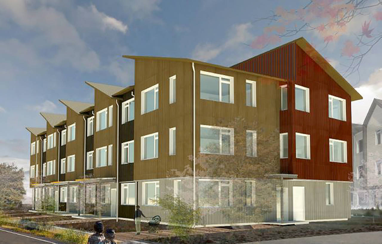A rendering of new apartments at Twin Peaks Landing in Marysville. (Dykeman Architects)