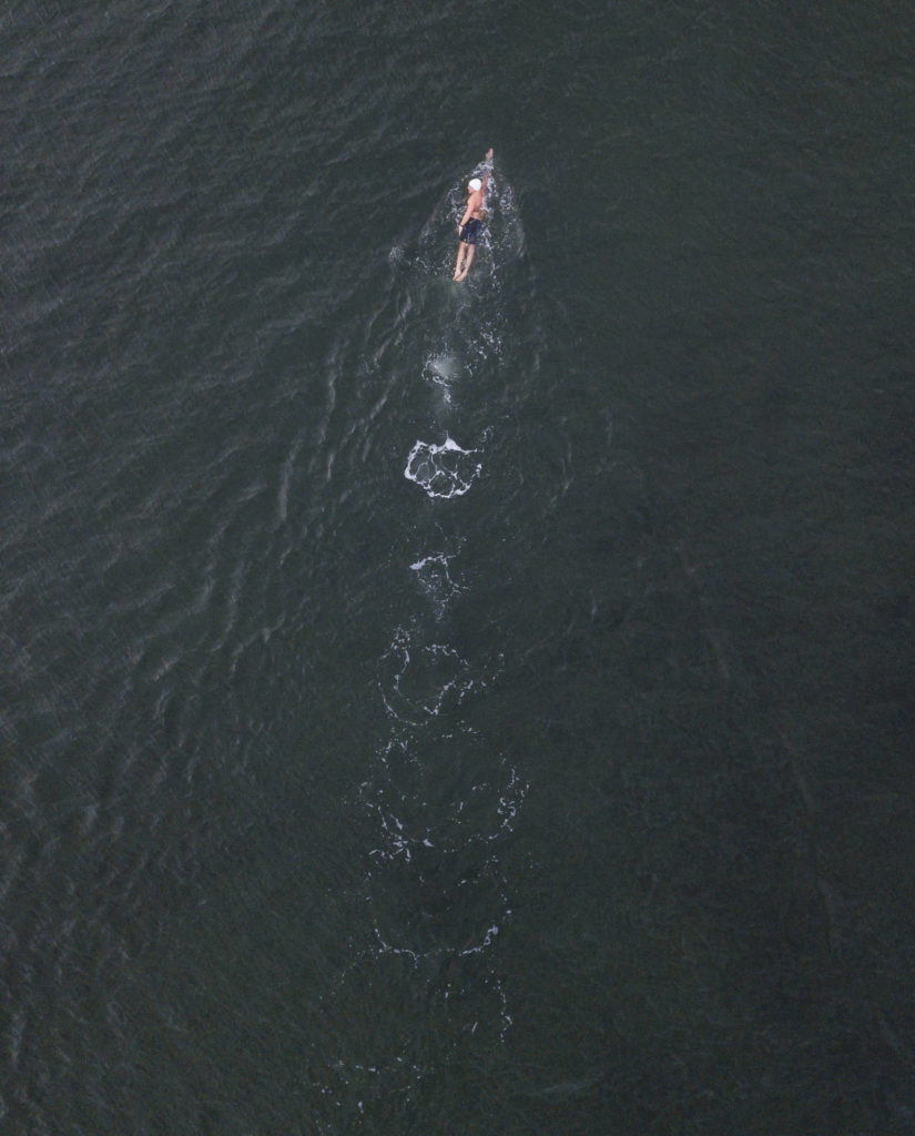 Joe Hempel swims in Saratoga Passage off the shore of Langley on Whidbey Island. (Olivia Vanni / The Herald)
