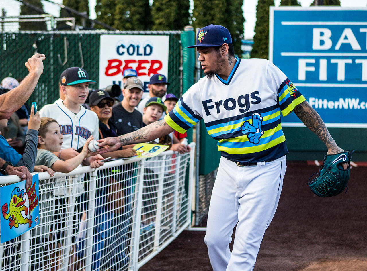 The Everett AquaSox have signed an agreement to remain a Seattle Mariners affiliate and move up to High-A ball this season. (Olivia Vanni / The Herald)