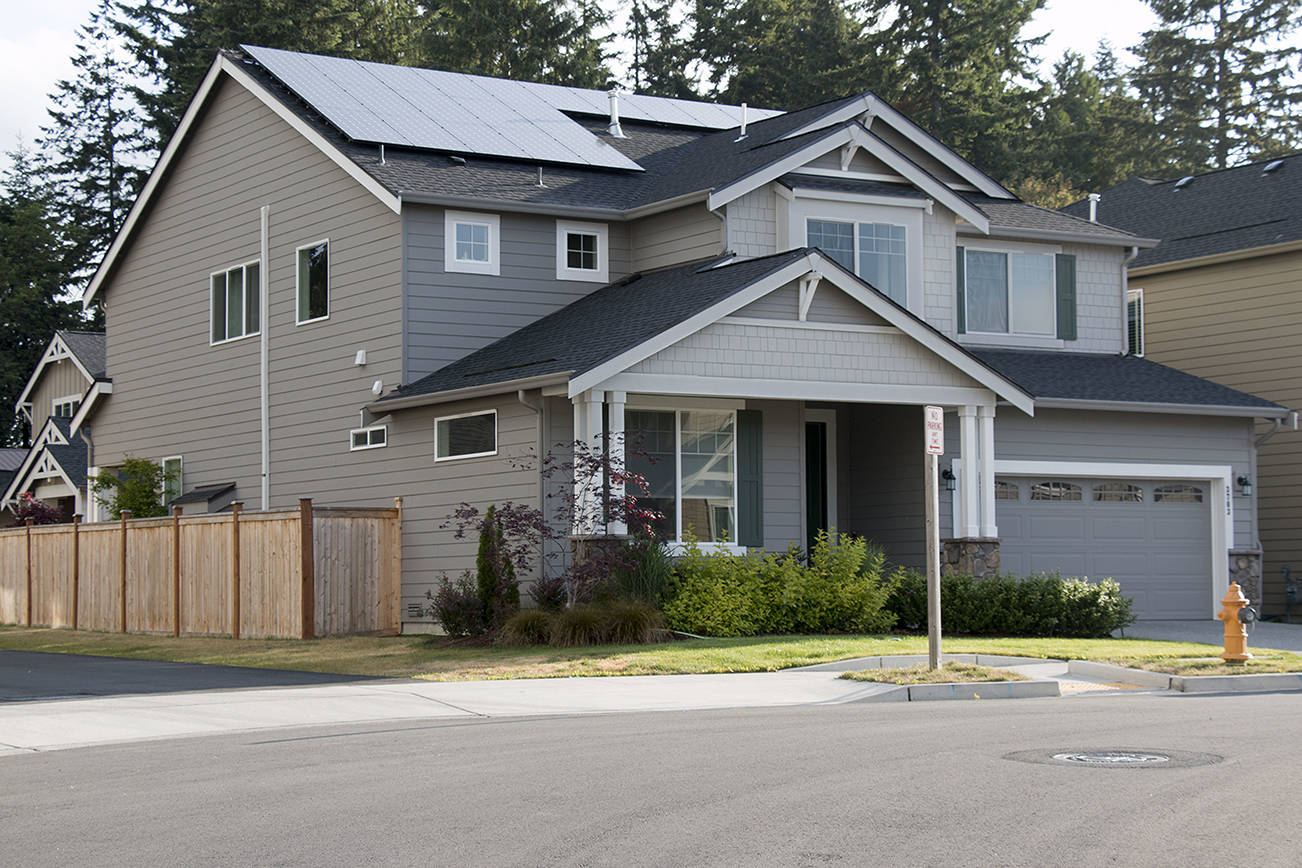 A solar panel installation on a home in Snohomish County. (Snohomish County PUD)