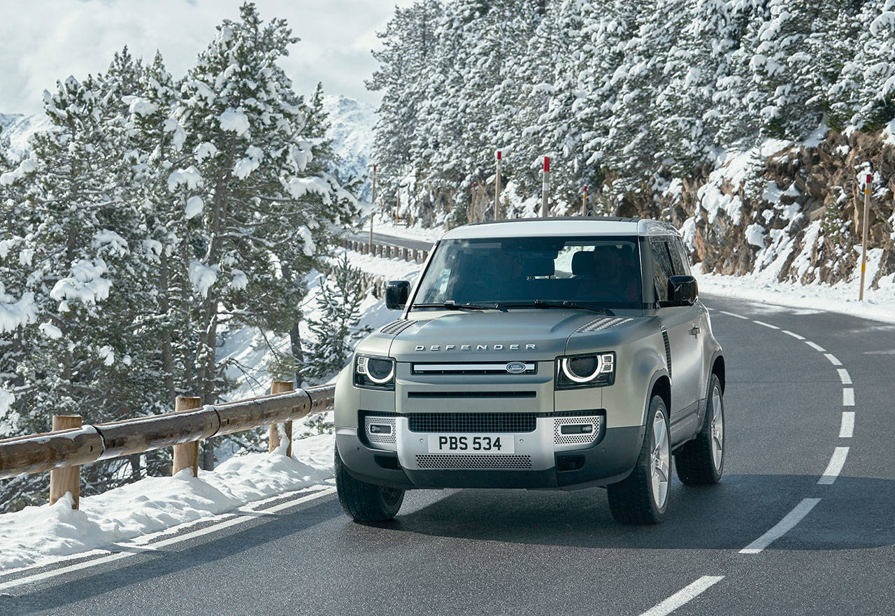 The 2020 Land Rover Defender is available in two-door and four-door versions. The two-door 90 model is shown here. (Land Rover)