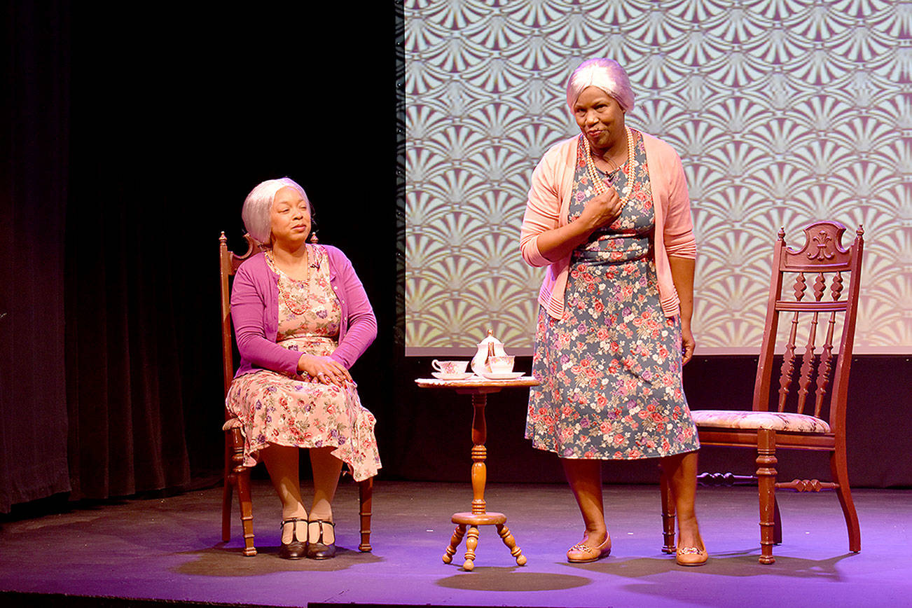 Germaine Kornegay, left, and Allenda Jenkins star in Whidbey Playhouse’s virtual production of ‘Having our Say: The Delany sisters’ first 100 years’ available to view online on Feb. 26-27. Photo by Emily Gilbert/Whidbey News-Times