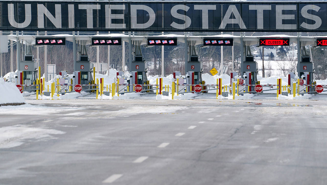 The border crossing into the United States is seen during the COVID-19 pandemic in Lacolle, Quebec, on Friday. (Paul Chiasson/The Canadian Press via AP)