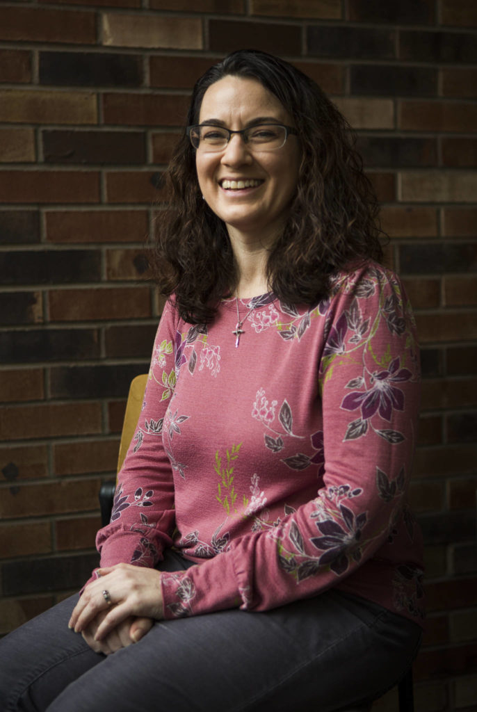 Amy Perusse, who has worked as the Everett School District’s Kids in Transition coordinator for seven years, has been recognized by Education Week as one of 11 “Leaders to Learn From.” (Olivia Vanni / The Herald)
