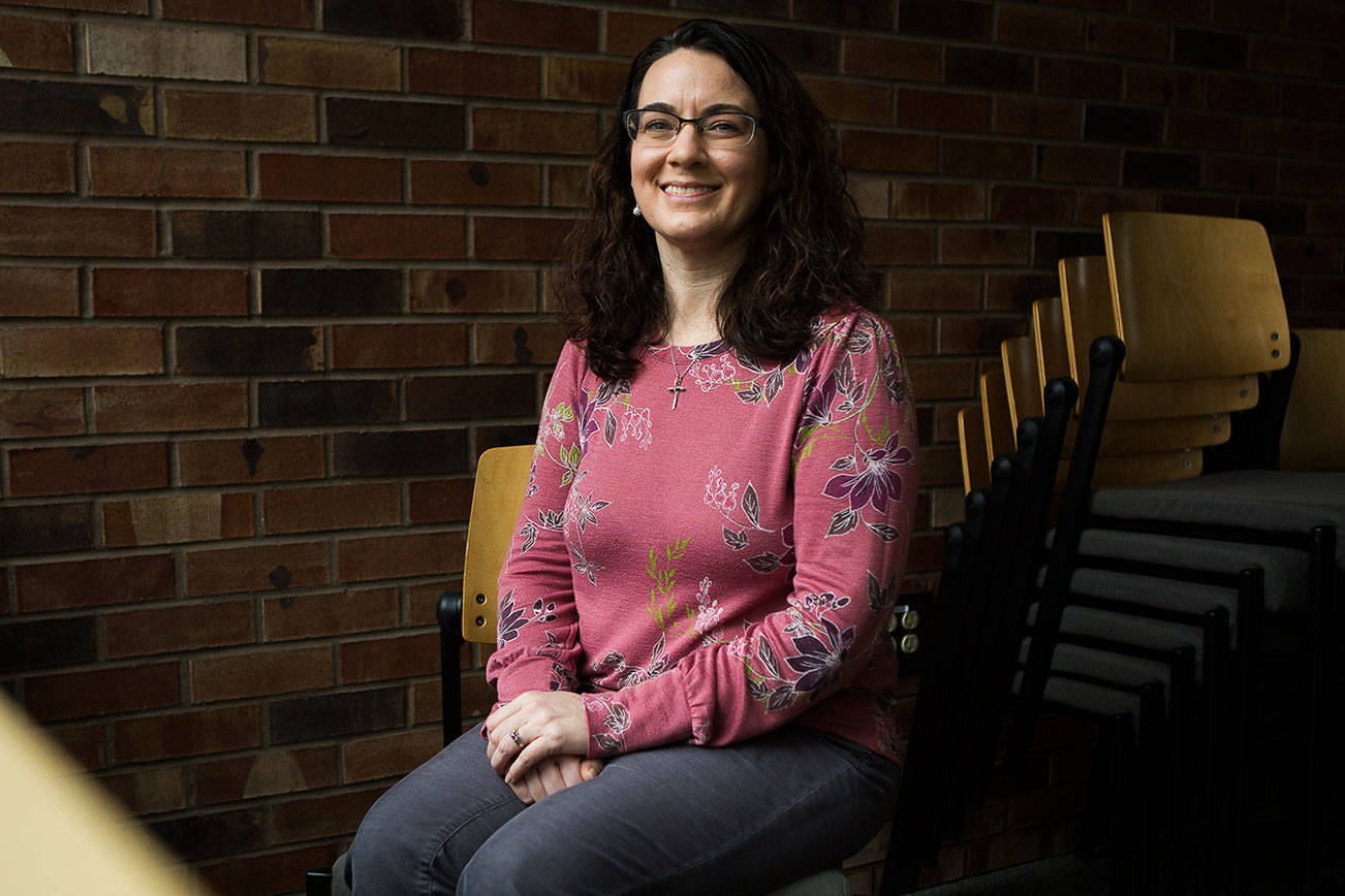 Amy Perusse, who has worked as the Everett School District's Kids in Transition coordinator for seven years, has been recognized by Education Week as one of 11 "Leaders to Learn From." (Olivia Vanni / The Herald)
