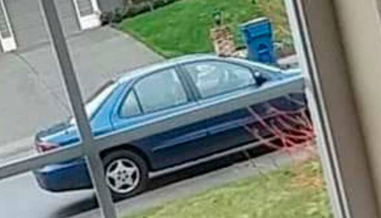 A blue 2000s Chevy Cavalier was seen outside Samantha Lake’s around the last time family heard from her, according to authorities. (Lynnwood Police Department)