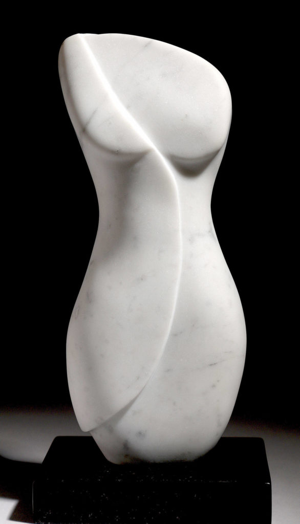 Penelope Crittenden’s marble sculpture “Essential Venus” is on display at the show, where you also can see work by four Northwest painters.
