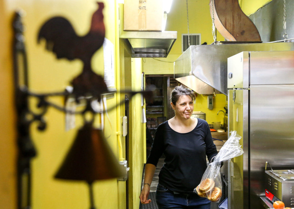 Brandy Wahlstrom, owner-operator of That Chicken Place, has held on to her Everett business since public guidelines, which severely cut into revenue, took effect a year ago. The federal Paycheck Protection Program helped her stay open. (Kevin Clark / Herald file)
