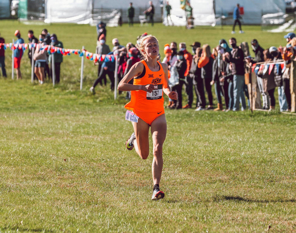 Former Lake Stevens High School star Taylor Roe, pictured last fall, placed second at the NCAA Division I women’s cross country national championships Monday. (Oklahoma State University)
