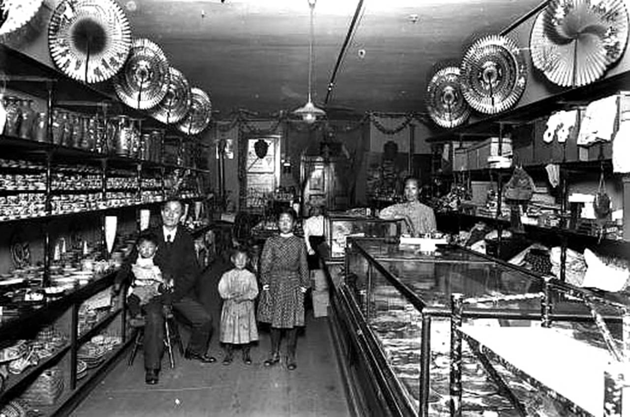 The Japan Bazaar, an Everett shop at 1410 Hewitt Ave., is shown in a 1907 photo. Its proprietor was Charles Kan, who was Chinese. (Everett Public Library/Everett Community College Archives)