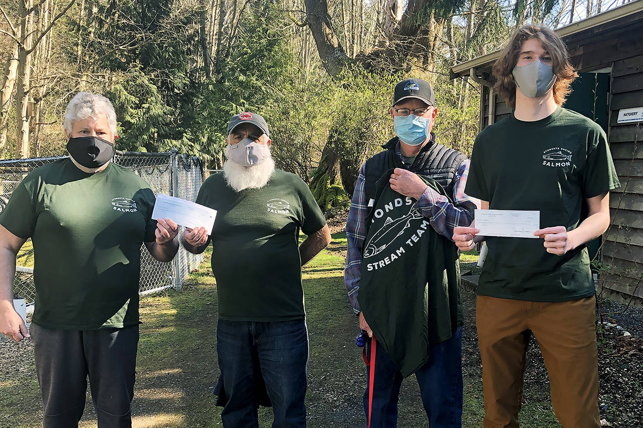 (left to right): Randal White, Olympic Fly Fishers Conservation Chairperson; Joe Scordino, Project Leader; Greg Sisson, Communications Chairperson; and Mackey Guenther, Website Developer and former SSS member.