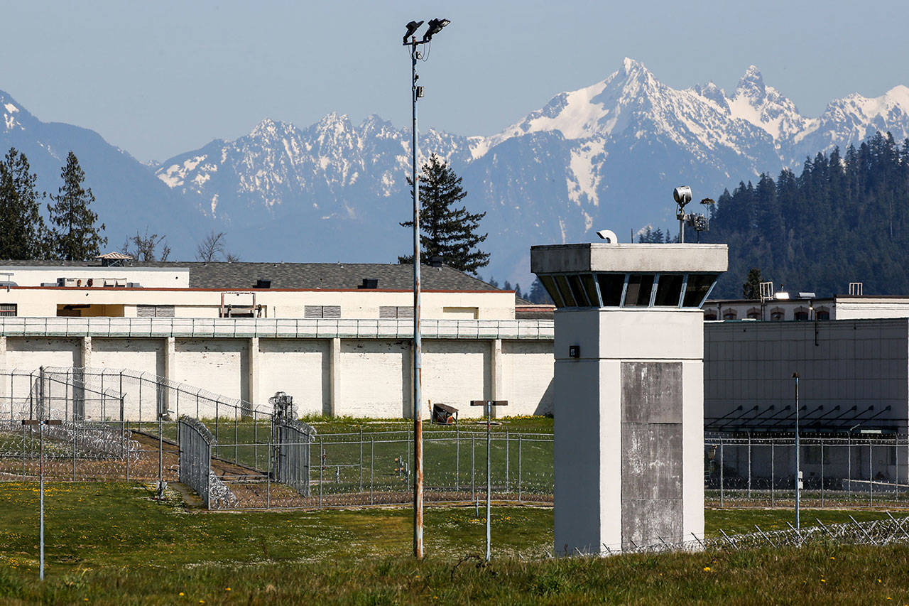 The Monroe Correctional Complex is shown April 9, 2020, a day after inmates held a demonstration over COVID-19 cases in the facility. (Kevin Clark / Herald file)