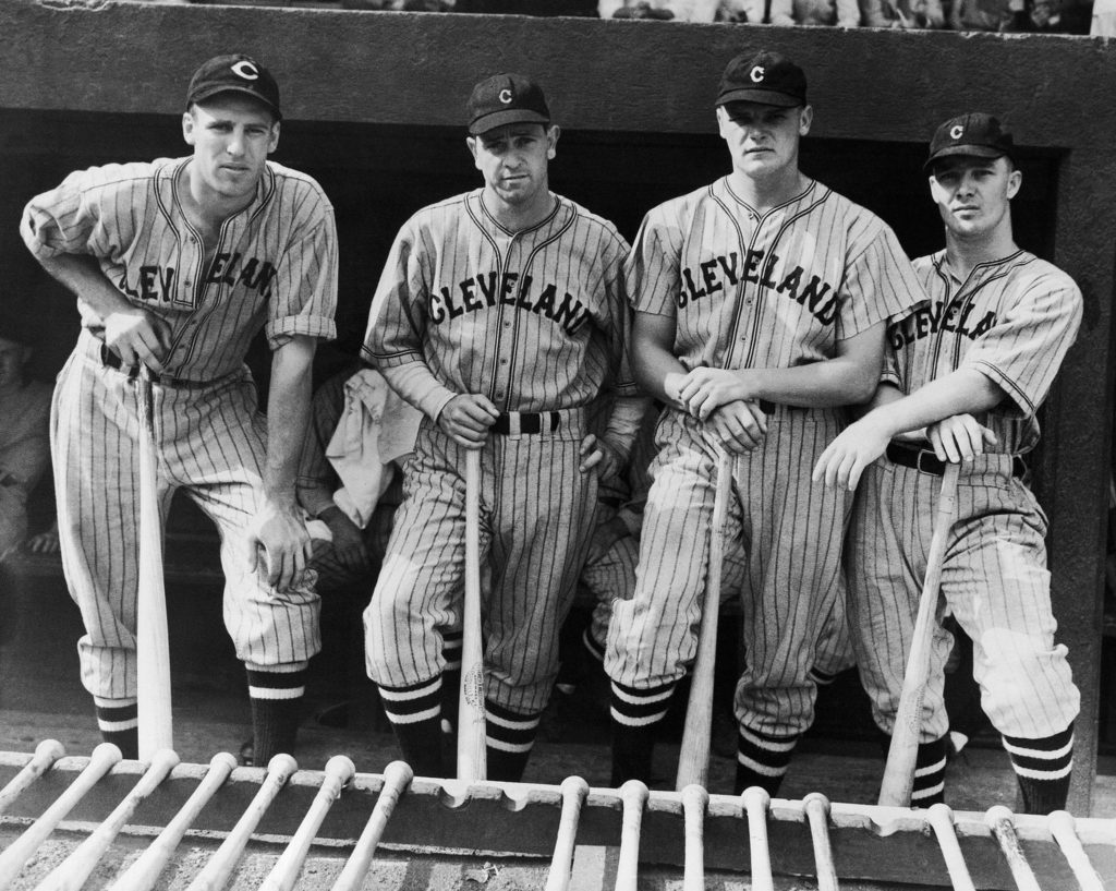 The Cleveland Indians’ (left to right) Hal Trosky (left), Snohomish High School alum Earl Averill, Joe Vosmik and Roy Weatherly pose for a photo in 1936. (AP Photo)
