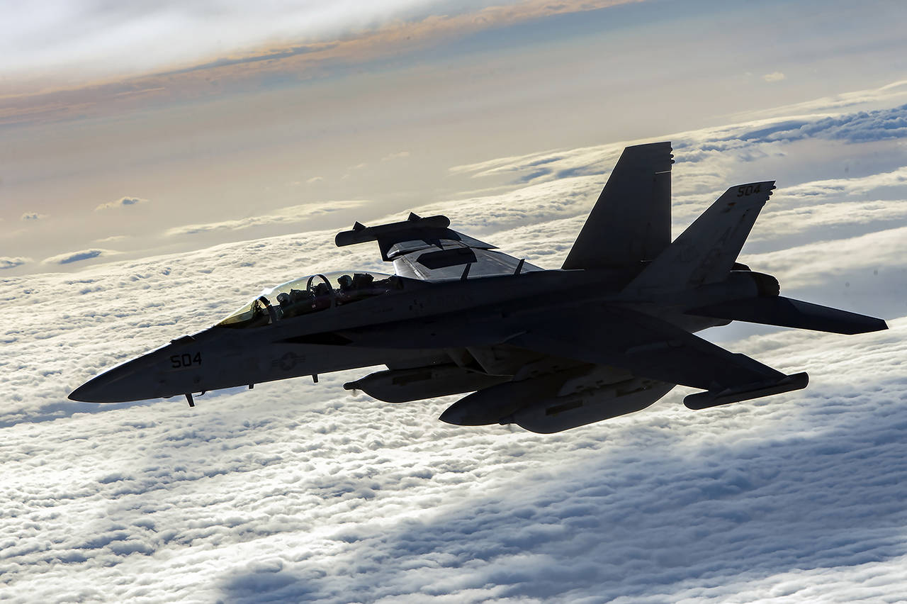 A U.S. Navy EA-18G Growler flies over Afghanistan on Jan. 23, 2020. (Staff Sgt. Matthew Lotz / U.S. Air Force)