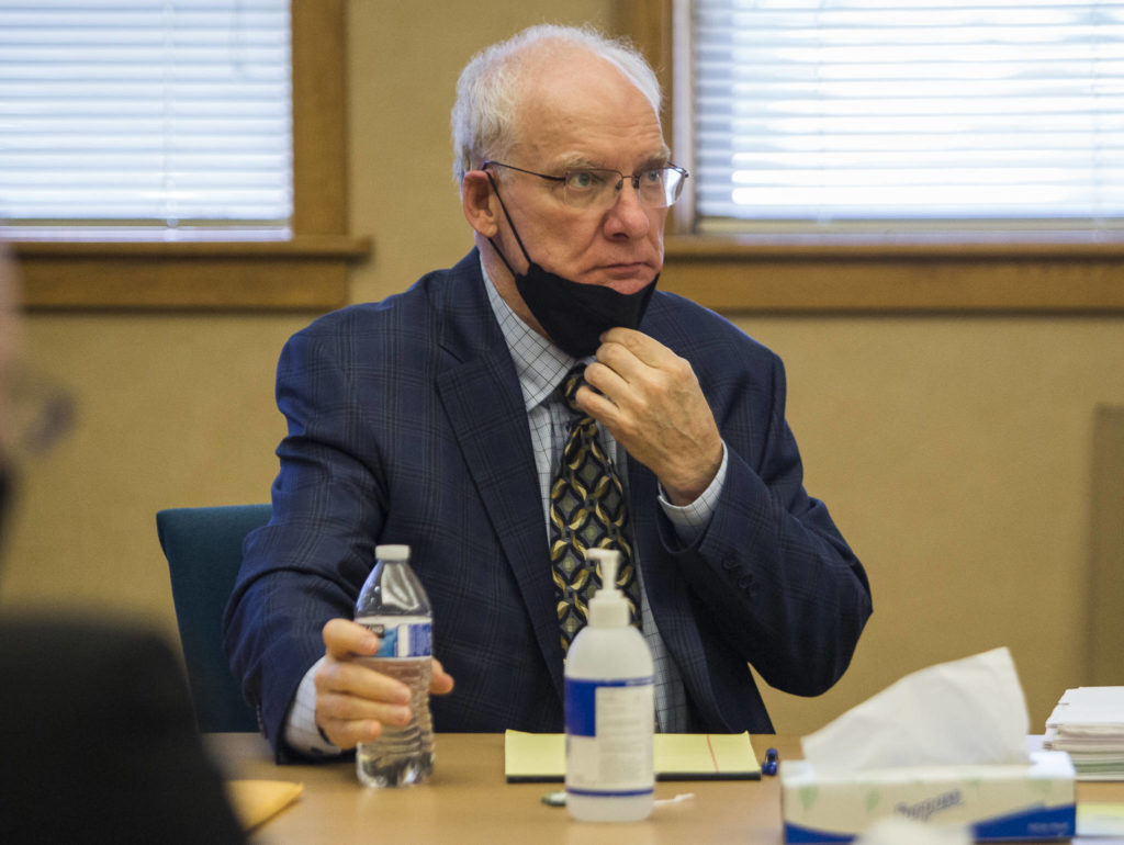 Simeon Berkley before the start of his trial at the Snohomish County Courthouse in Everett on Friday. (Olivia Vanni / The Herald)
