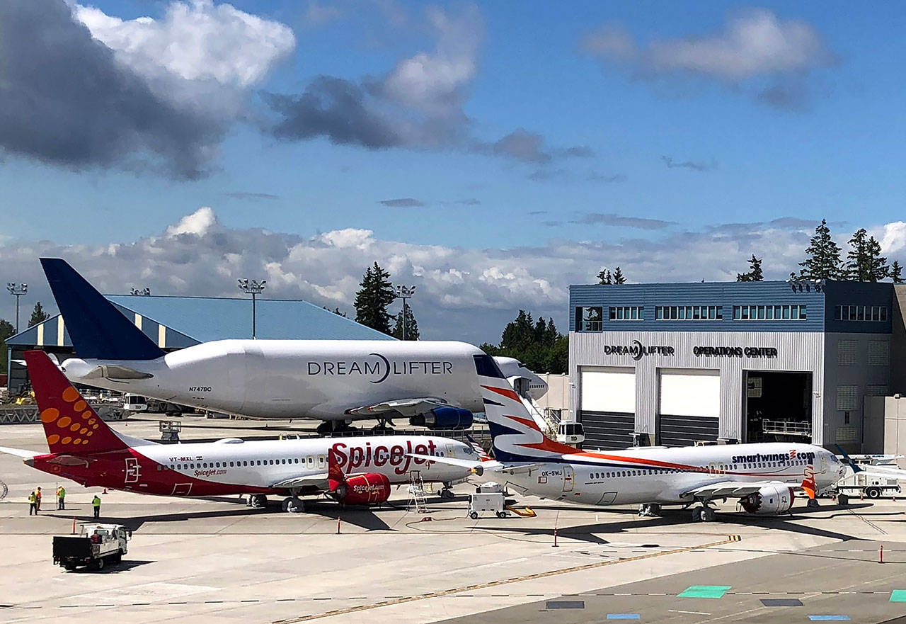 The Dreamlifter Operations Center at Paine Field airport on June 6, 2019. The operations center is located next the Boeing Future of Flight Aviation Center. (Janice Podsada / Herald file)