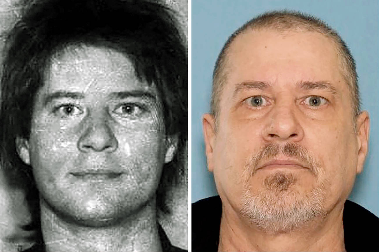 Alan Edward Dean in about 1993 (left), and in 2020. (Snohomish County Sheriff's Office)