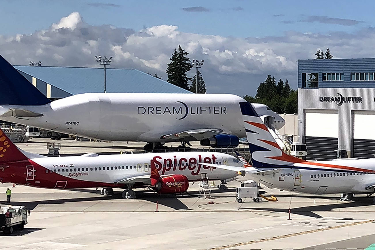 The Dreamlifter Operations Center at Paine Field airport on June 6, 2019. The operations center is located next the Boeing Future of Flight Aviation Center. (Janice Podsada / Herald file)