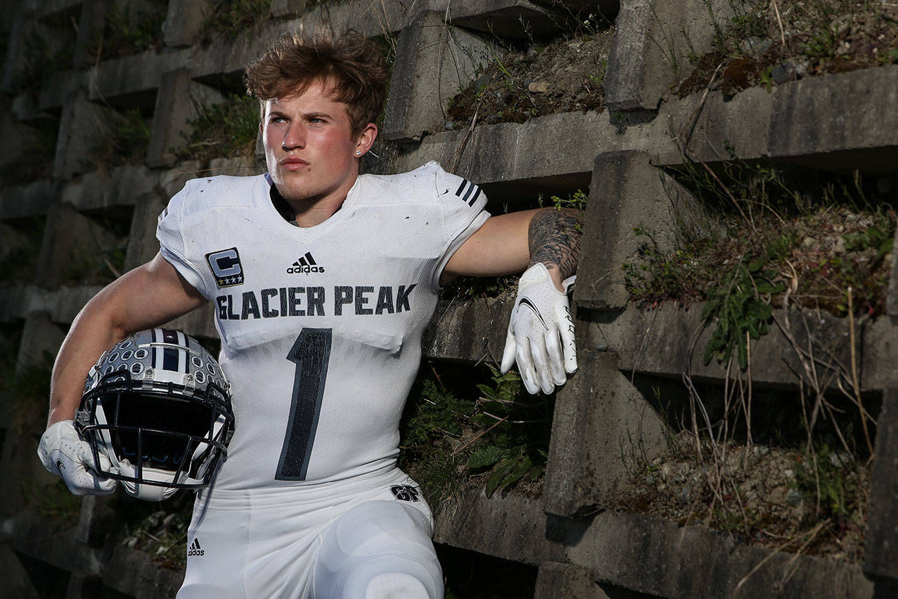Glacier Peak senior Ryan Black totaled 994 yards from scrimmage, 13 touchdowns as a  running back and a standout on defense for the Grizzlies. (Kevin Clark / The Herald)