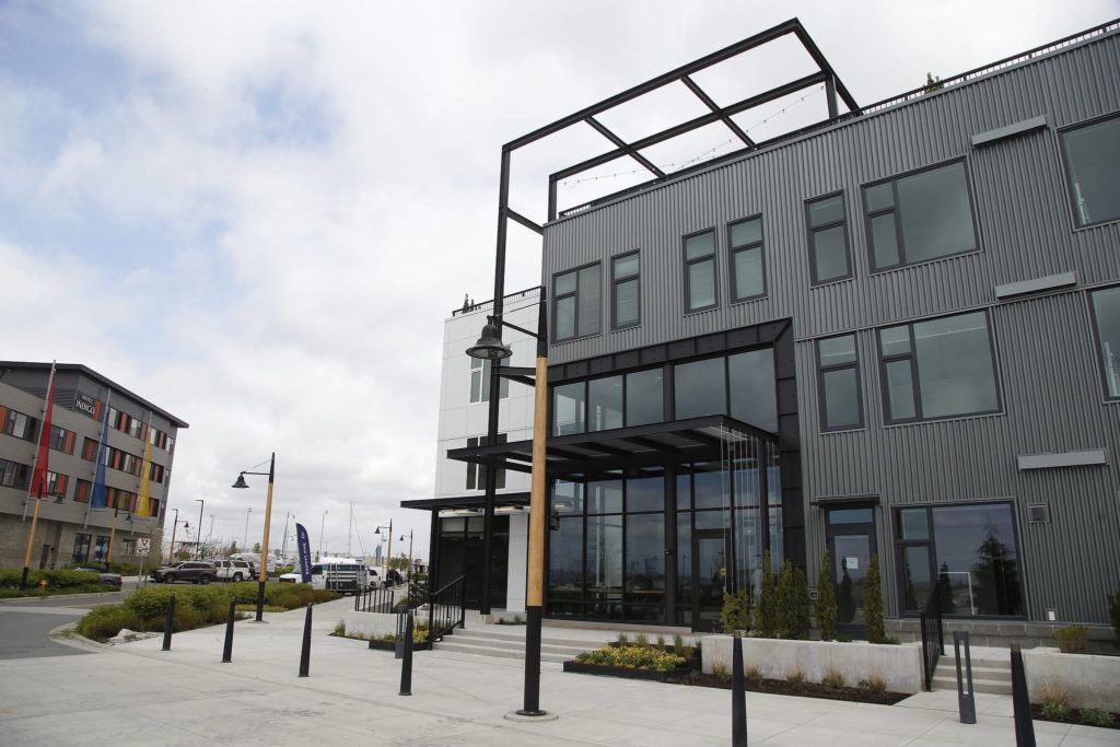 The Waterfront Place Apartments north building. (Andy Bronson / The Herald)
