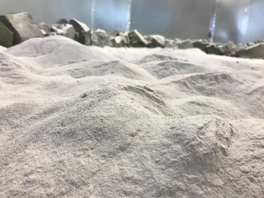Highland Simulant, a lunar soil simulant made by Off Planet Research, is mostly anorthosite, a type of igneous rock. (Off Planet Research)
