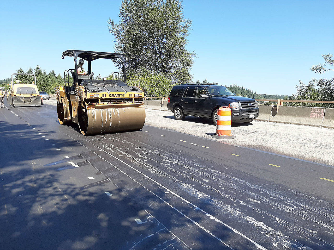 Crews contracted by the Washington State Department of Transportation for pavement work on the U.S. 2 bridge over the Pilchuck River are set to close one lane this weekend to replace and install expansion joints. (WSDOT)